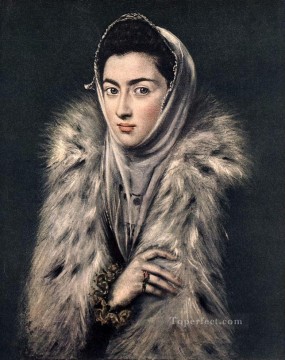 イエス Painting - 毛皮をかぶった女性 1577 マニエリスム スペイン ルネサンス エル グレコ